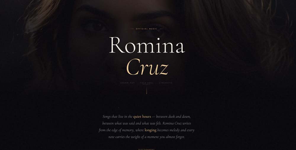 Romina Cruz Artist Website Screenshot